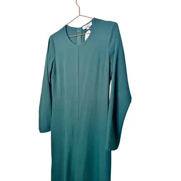 ADAM LIPPES Dark Green Crewneck Long Sleeve Wide Leg Sleek Jumpsuit Size 2